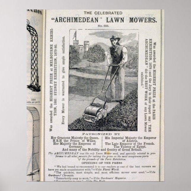 The Celebrated 'Archimedean' Lawn Mowers, from the Poster (Front)