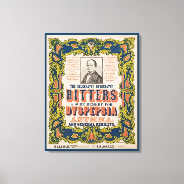 The Celebrated Oxygenated Bitters Canvas Print (Front)