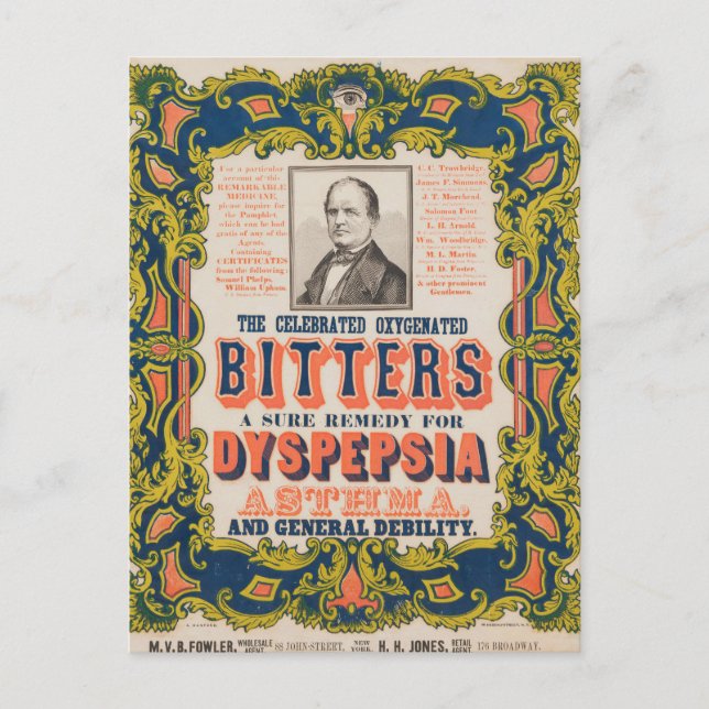 The Celebrated Oxygenated Bitters Postcard (Front)
