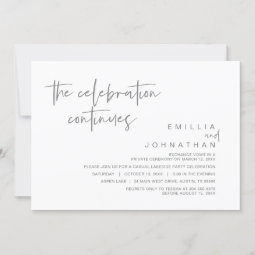 The celebration continues, Wedding Elopement Party Invitation | Zazzle
