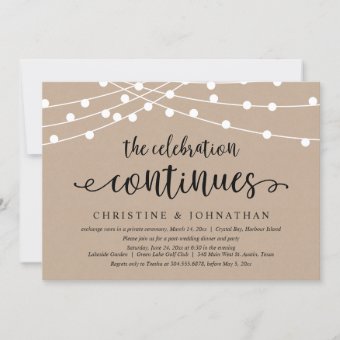 The Celebration Continues, Wedding Elopement Party Invitation | Zazzle