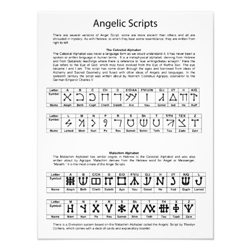 The Celestial Alphabet Angelic Script Chart 4.25x5.5 Paper Invitation ...