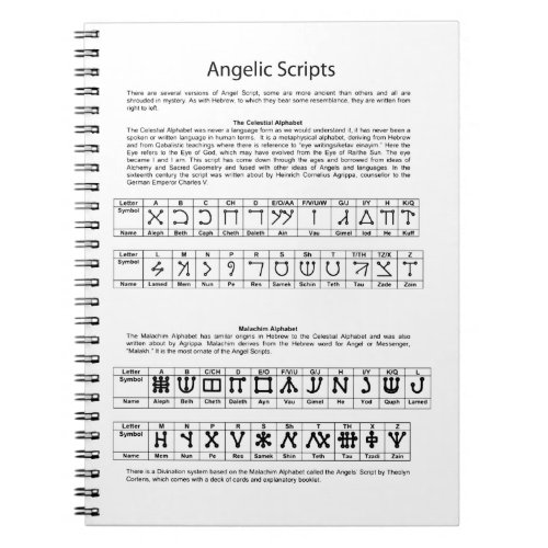 The Celestial Alphabet Angelic Script Chart Notebook