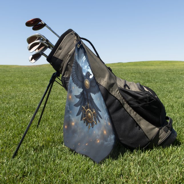 The Celestial Crow.  Golf Towel (Green)