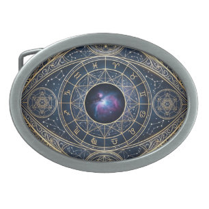 The Celestial Eye — Sacred Geometry Zodiac Cosmos Belt Buckle
