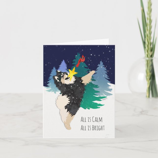 The Celestial - Finnish Lapphund cards-customize H Holiday Card (Front)