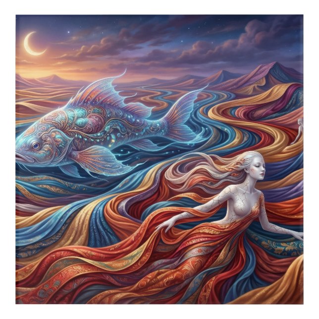 The Celestial Fish in the Silk Desert Acrylic Print (Front)