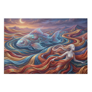 The Celestial Fish in the Silk Desert Faux Canvas Print