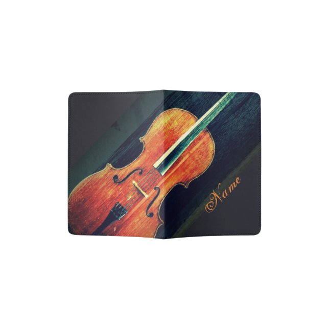 The Cello/Artsy Gifts for Cellist Personalized Passport Holder (Opened)