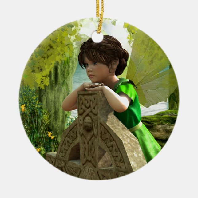 The Celtic Fairy Ceramic Ornament (Front)