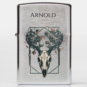 "The Celtic Stag Skull — Geometric Knotwork Zippo Lighter