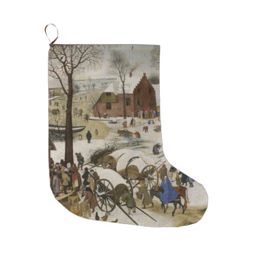 The Census at Bethlehem by Pieter Bruegel Large Christmas Stocking