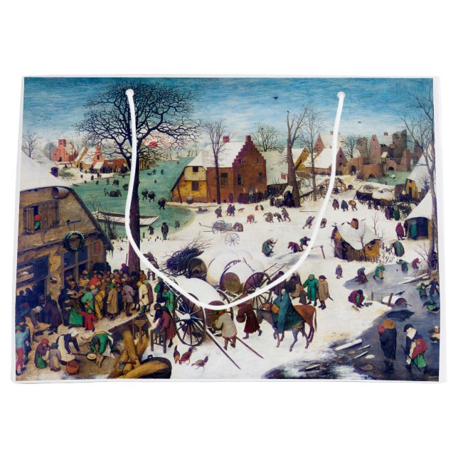 The Census at Bethlehem, Pieter Bruegel Large Gift Bag (Front)