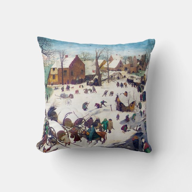 The Census at Bethlehem, Pieter Bruegel Throw Pillow (Front)