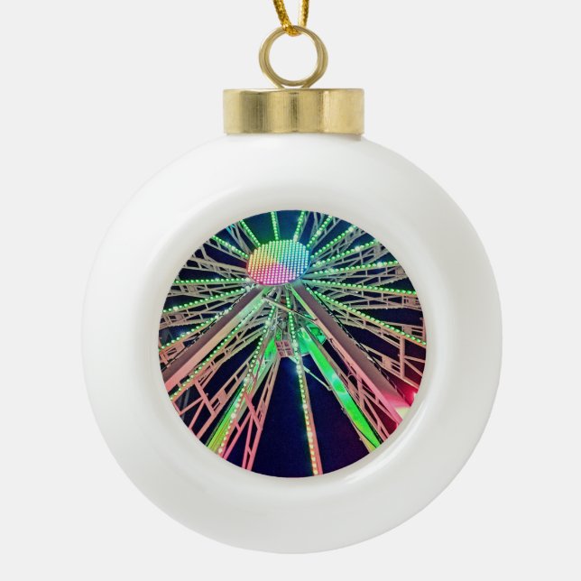 The center of the Ferris wheel Ceramic Ball Christmas Ornament (Front)