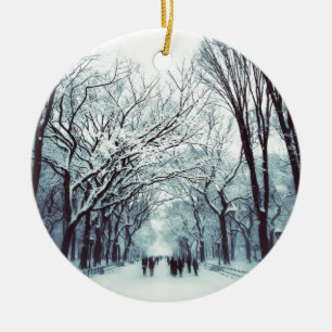 The Central Park Mall In Winter Ceramic Ornament