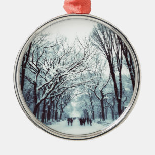 The Central Park Mall In Winter Metal Ornament