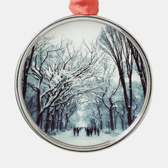 The Central Park Mall In Winter Metal Ornament (Front)