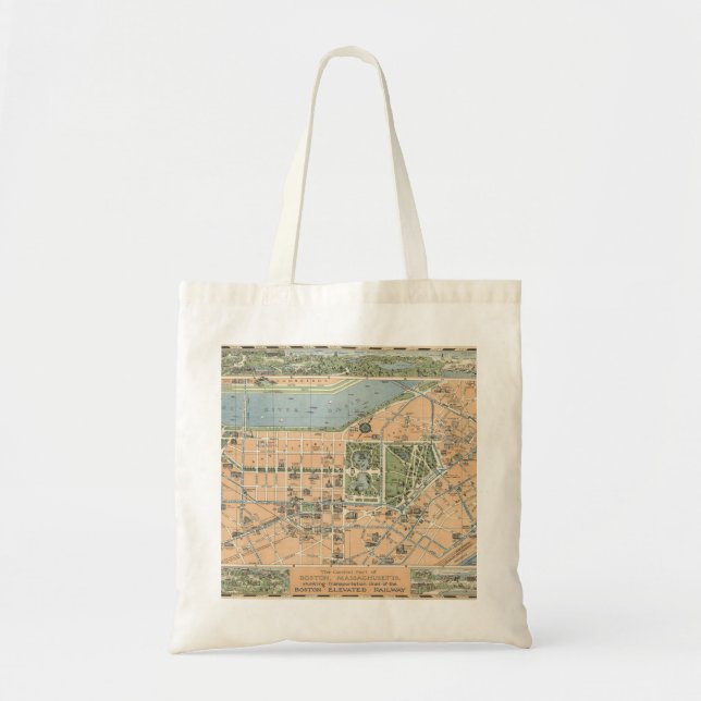 The central part of Boston, Massachusetts map Tote Bag (Front)