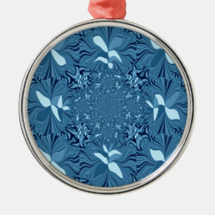 "The Cerulean Cipher" Iridescent Blue seamless  Metal Ornament