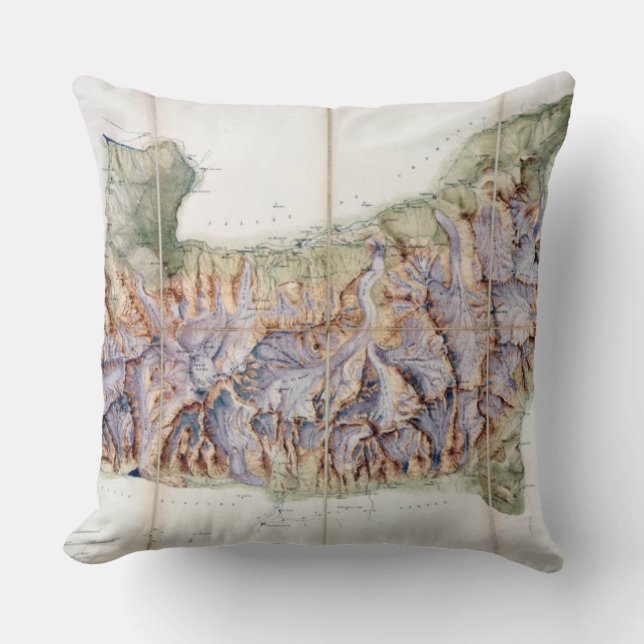 The Chain of Mont Blanc, from an actual survey in Throw Pillow (Front)