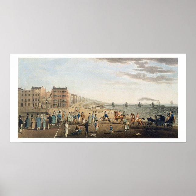 The Chain Pier at Brighton with Characters (etchin Poster (Front)