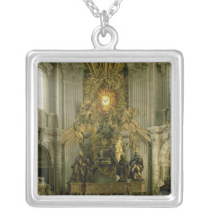 The chair of St. Peter, 1665 Silver Plated Necklace