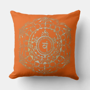 Sacral Chakra Orange Rose Svadhisthana Overlay Throw Pillow