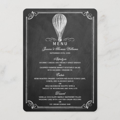 The Chalkboard Hot Air Balloon Wedding Collection Menu