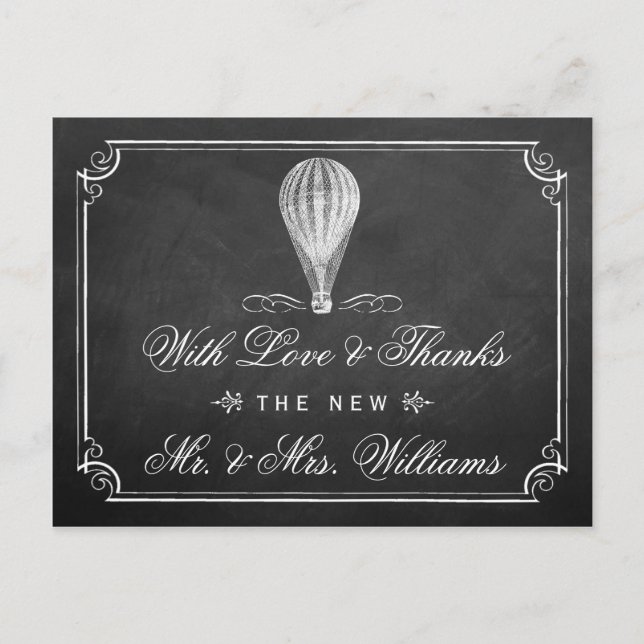 The Chalkboard Hot Air Balloon Wedding Collection Postcard (Front)