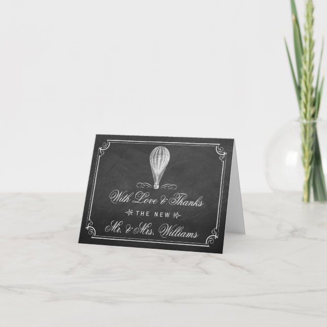 The Chalkboard Hot Air Balloon Wedding Collection Thank You Card (Front)