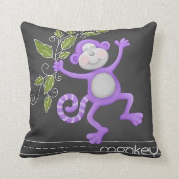 The Chalkboard Jungle - Monkey Pillow by JustBeeNMeBoutique at Zazzle