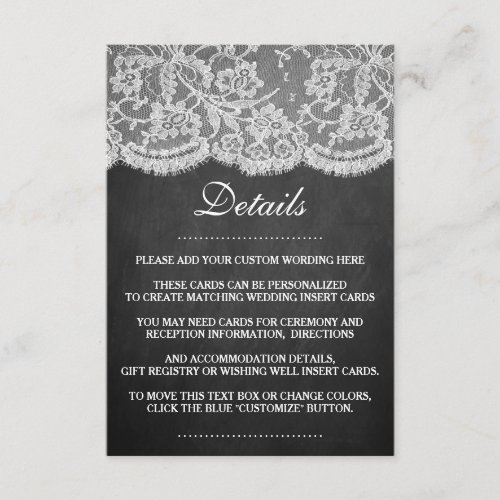 The Chalkboard  Lace Wedding Collection Enclosure Card