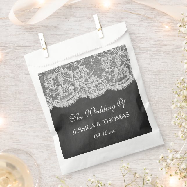 The Chalkboard & Lace Wedding Collection Favor Bag (Clipped)