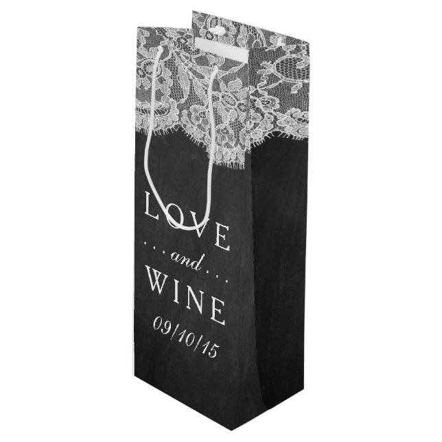 The Chalkboard & Lace Wedding Collection Gift Bags (Front Angled)