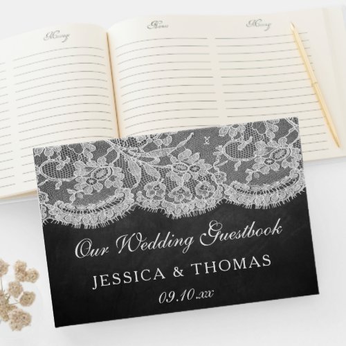 The Chalkboard  Lace Wedding Collection Guest Book