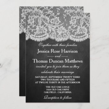 The Chalkboard & Lace Wedding Collection Invitation by Invitation_Republic at Zazzle