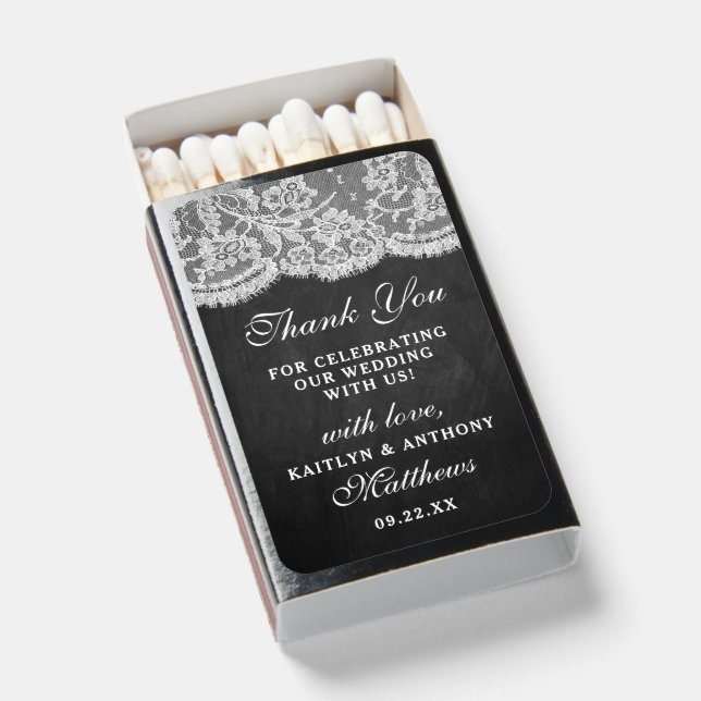 The Chalkboard & Lace Wedding Collection Matchboxes (Front Open)