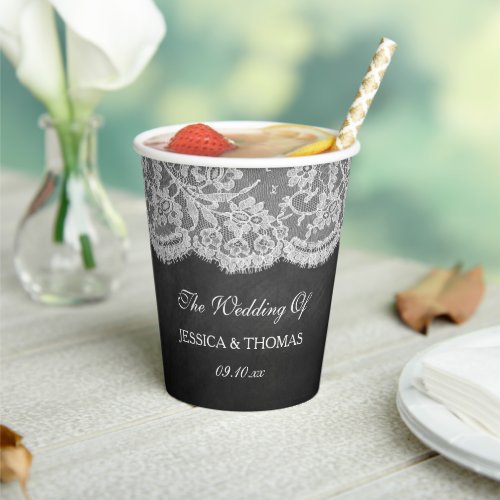 The Chalkboard  Lace Wedding Collection Paper Cups