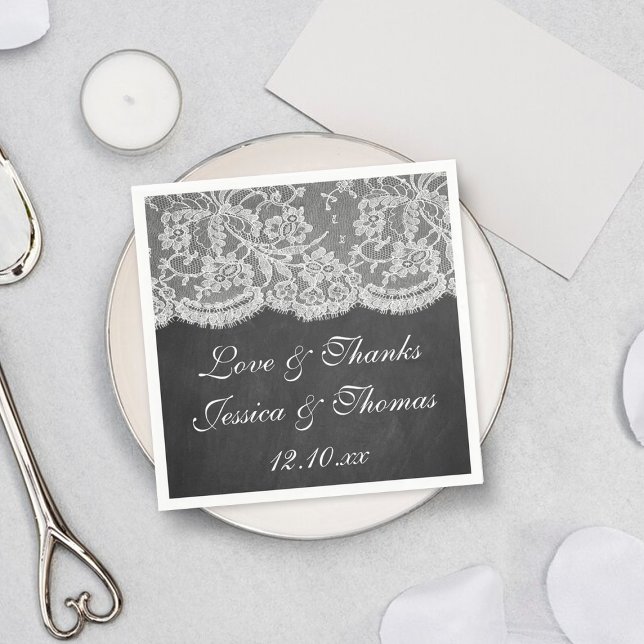 The Chalkboard & Lace Wedding Collection Paper Napkins (Creator Uploaded)
