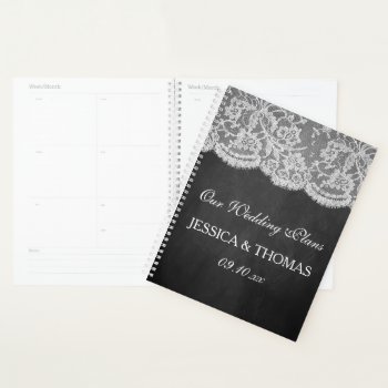 The Chalkboard & Lace Wedding Collection Planner by Invitation_Republic at Zazzle