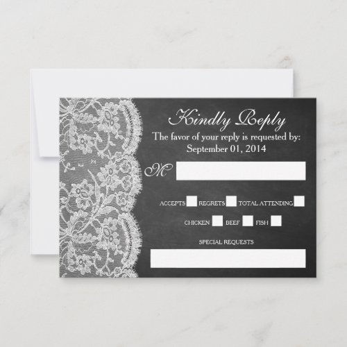 The Chalkboard  Lace Wedding Collection RSVP Card