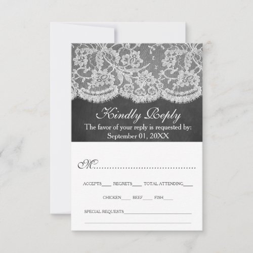 The Chalkboard  Lace Wedding Collection RSVP Card