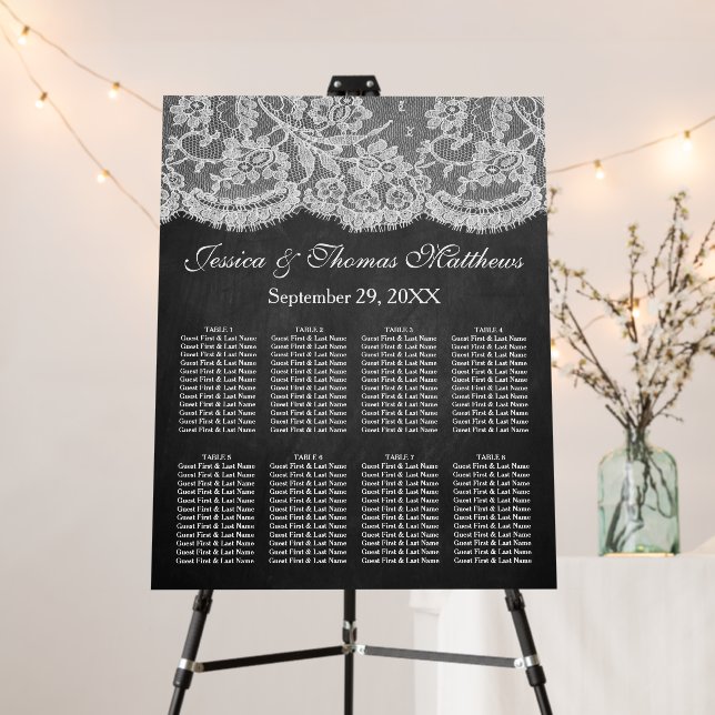 The Chalkboard & Lace Wedding Collection Seating Foam Board (In Situ (Stand))