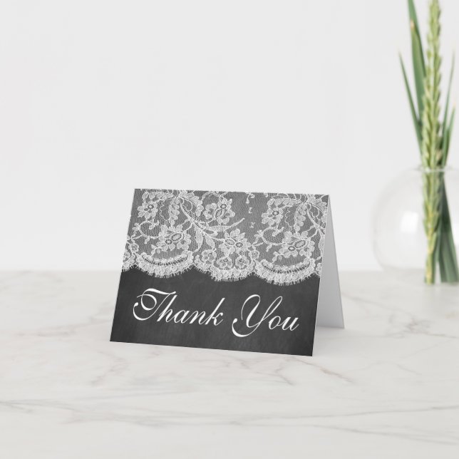 The Chalkboard & Lace Wedding Collection Thank You Card (Front)