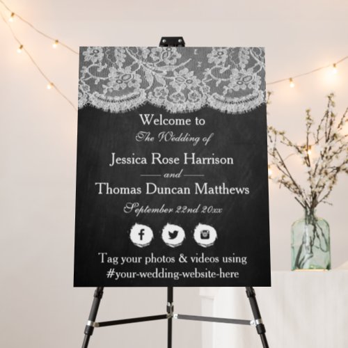 The Chalkboard  Lace Wedding Collection Welcome Foam Board