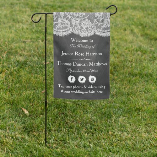 The Chalkboard  Lace Wedding Collection Welcome Garden Flag