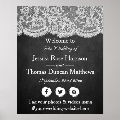 The Chalkboard  Lace Wedding Collection Welcome Poster