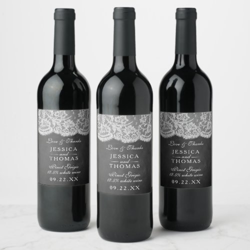 The Chalkboard  Lace Wedding Collection Wine Label