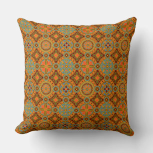 The Chamberlain's Comfort: Medieval Geometric Tile Throw Pillow
